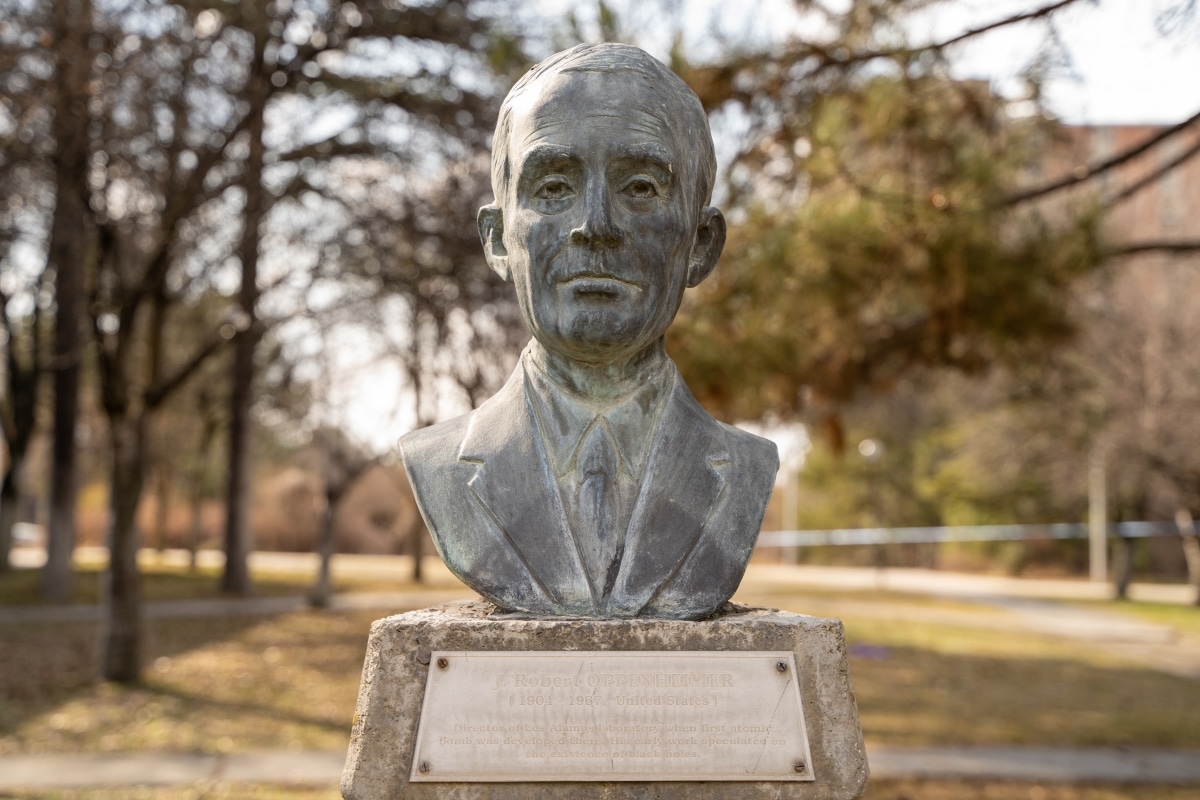 Ankara, Turkey - February 25, 2023: J. Robert Oppenheimer statue at Middle East Technical University.